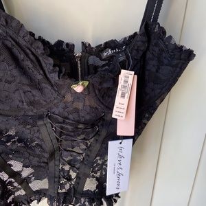 For love and lemons black lace rose bustier